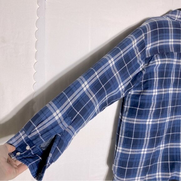 Forcefield Blue Plaid Snap Front Insulated Work Shirt Jacket Shacket M - Picture 15 of 16